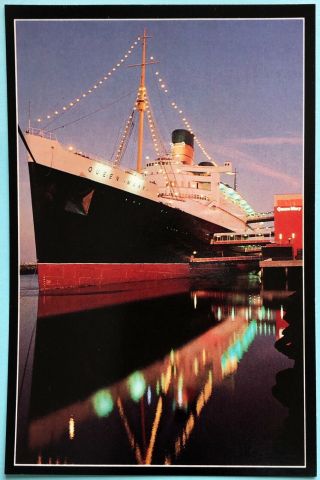 Queen Mary Ship On Pier J Long Beach California Map Vintage Postcard