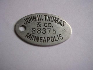 Vintage John W Thomas & Co Minneapolis Mn Tool Tag
