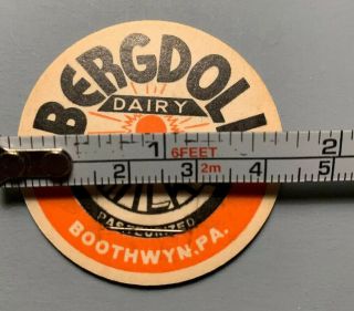 Vintage Milk Cap BERGDOLL DAIRY Boothwyn,  PA 3