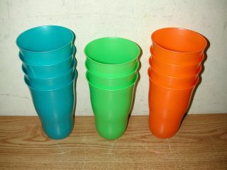 Vintage Packerware 27 Oz.  Wave Tumblers Colored Plastic Drinking Cups,  Set Of 6