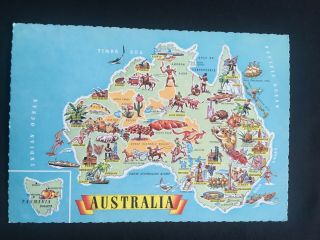 Vintage Collectable Postcard - C1980s - Souvenir Of Australia - Map