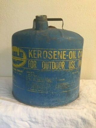 Vintage Blue Eagle Galvanized Kerosene Can 5 Gallons / 18.  9 Liters
