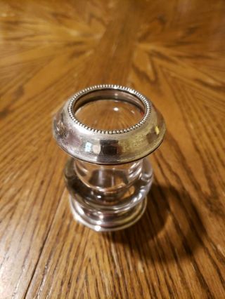 Vintage Frank M.  Whiting Sterling Silver Glass Toothpick Holder 3 1/4 "
