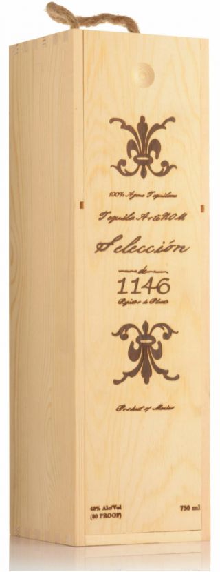 Artenom Seleccion 1146 Anejo 100 Blue Agave Tequila Empty Wooden Box -