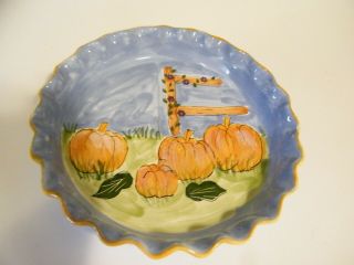 Pie Quiche Dish - Mesa International Pottery - Hand Painted In Hungary