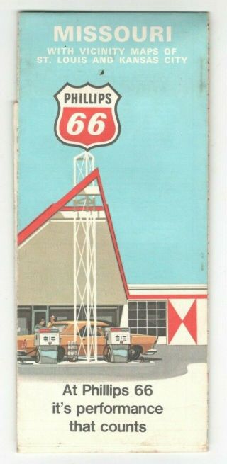 Vintage Phillips 66 Gas Station Missouri Road Map Travel Brochure Rm2