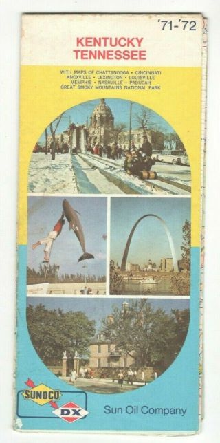 Vintage Sunoco Kentucky Tennessee Road Map Travel Brochure Rm7