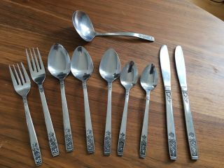 Vintage Imperial Iic Young Rose Stainless Steel Flatware Korea 10 Piece