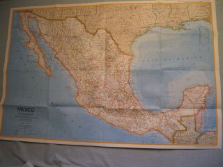 Vintage Mexico & Central America Map National Geographic May 1973