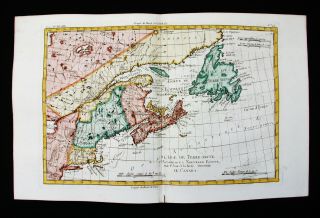 1770 Bonne - Map Of North America,  Canada,  Nova Scotia,  Halifax,  Acadia
