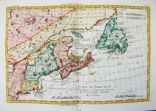 1770 BONNE - Map of NORTH AMERICA,  CANADA,  NOVA SCOTIA,  HALIFAX,  ACADIA 2