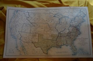 Large Antique Civil War Map Union & Confederate Boundaries,  1863