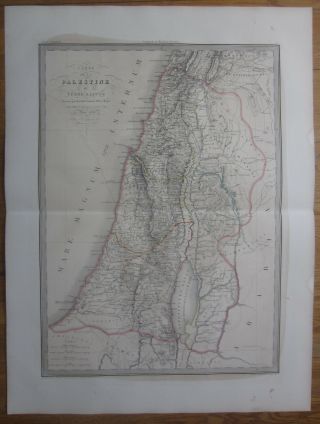 Lapie: Large Map Palestine Holy Land - 1838