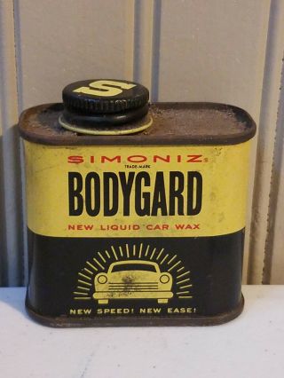 Vintage Simoniz Bodygard Car Polish 4oz Can 1952 Tin Litho,  Full Can,