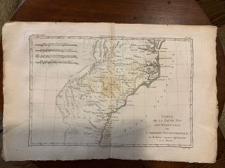1780 Bonne Map Virginia North South Carolina Georgia Antique Eastern Seaboard