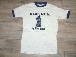 Vintage Blue Nun Wine Ringer Tee Shirt by Hanes,  Size Medium,  T - Shirt M,  NOS 2