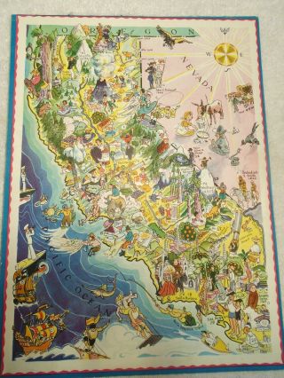 Berta & Elmer Hader 1932 Pictorial Character State Map Of California