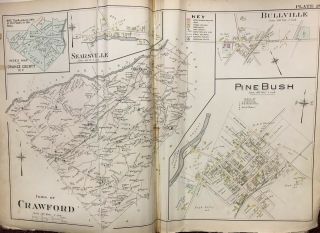 Orig 1903 A.  H.  Mueller Orange County Ny Pine Bush Crawford Bullville Atlas Map