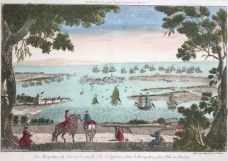 Uk Portsmouth 1770 English Warships,  Vue D’optique By Daumont Antique View