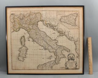 1742 Antique 18thc Hand Colored Italy Map Engraving Johann Baptist Homann Heirs