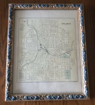 12.  5x15.  5 Custom Framed Phillips And Hunt Map Of Atlanta Georgia - Circa 1887