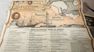 1936 Pictorial Map Of Historic Baltimore Maryland Edgar Allen Poe