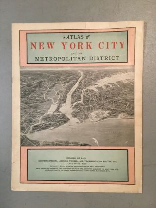 Antique 1916 Hammond’s Atlas Of York City & The Metropolitan District - Vg,