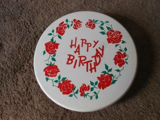 Vtg Metal,  Musical,  Rotating,  Happy Birthday Cake Plate,   Happy Birthday