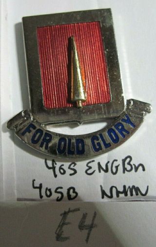 Army Crest Di Dui Cb Clutchback 405th Engineer Battalion Nhm Asmic 405b Postwar