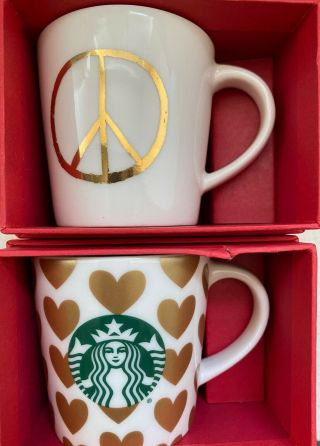 Starbucks 2015 Peace & Hearts Demi - Mugs 3 Oz/89 Ml Last One