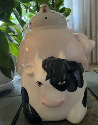 Cow Pig and Chicken Cookie Jar 2