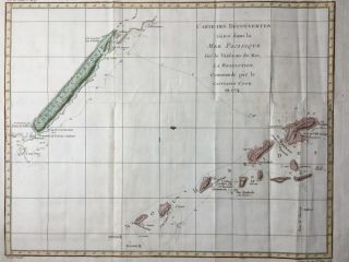 Pacific 1774 Cook 1st Voyage Caledonia Hebrides Vanuatu,  Benard Antique Map