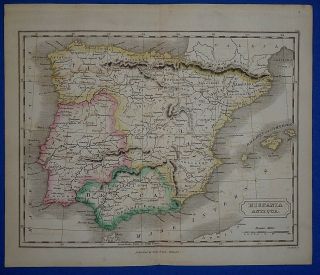 Antique 1838 Hand Colored Map Of Ancient Hispania - Spain Butler 