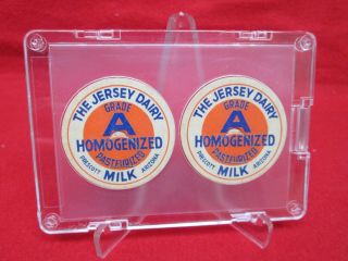 Vintage The Jersey Dairy Prescott Arizona - Grade A Milk Bottle Cap Cover Framed