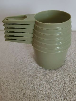 Vintage Set Of 6 Tupperware Lime - Green,  Nesting Measuring Cups " Neat "