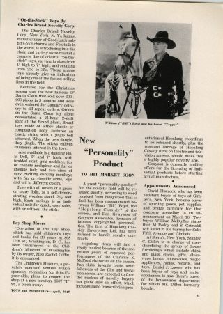 1949 Paper Ad Article William Bill Boyd Horse Topper