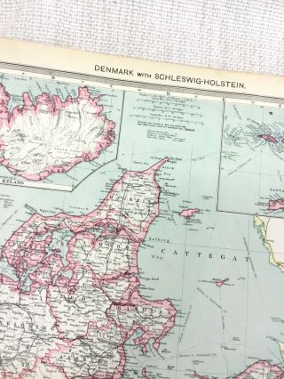 1909 Antique Map of Denmark Schleswig Holstein Copenhagen George Philip 3