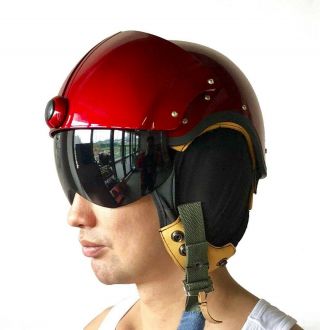 Red Fun Us Air Jet Fighter Pilot Helicopter Sound - Proof Mask Helmet (size)