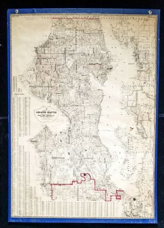 Antique Map,  28 5/8 X 40 3/8 " Greater Seattle,  Kroll Map Co.  Local Pickup