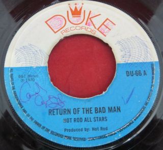 Hot Rod All Stars Return Of The Bad Man/cayso Reggae Duke Records 1970 Reggae