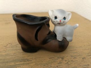 Enesco Cat And Boot Toothpick Holder Planter Vintage