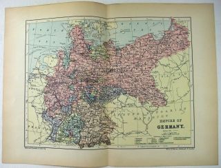 1895 Map Of The Empire Of Germany By W & A.  K.  Johnston
