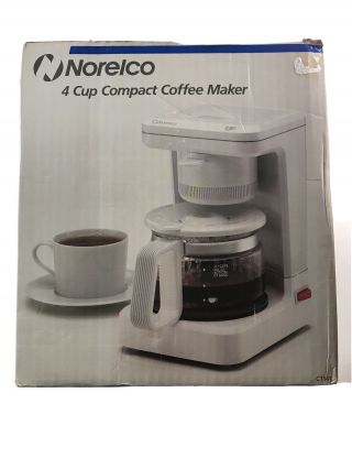 Vintage Norelco 4 Cup Coffee Maker Model Ct142 White Compact Office Rv Dorm Usa