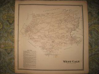 Antique 1873 West Caln Township Chester County Pennsylvania Handcolored Map Rare