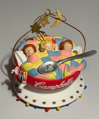 Vintage 1993 Campbells Kids Soup Bowl Christmas Ornament Sleeping Sweet Dreams