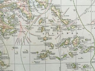 Antique Map Of Greece Crete Laconia Athens Larissa Zante Naxos 1903 4