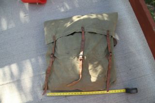 Vintage Swiss Army Military ? Mountain Backpack Rucksack Canvas And Leather