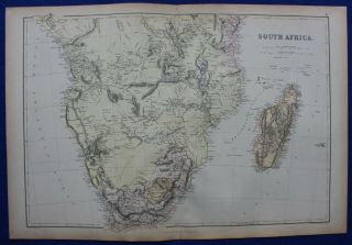South Africa,  Cape Colony,  Madagascar,  Antique Map,  Weller,  1882