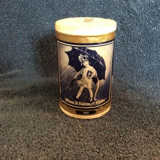 Vintage Morton Salt 1921 Container Round,  Blue/white,  Girl/umbrella,  J