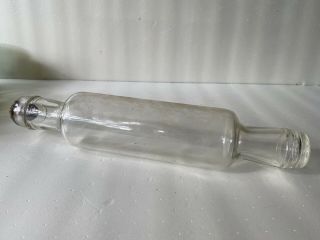 Vintage Clear Glass Rolling Pin With Cork Cap